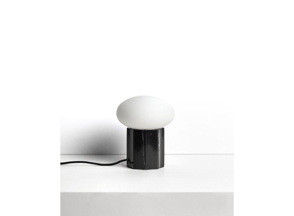 Idela table lamp in smoked glass and black marble Ø 15 cm