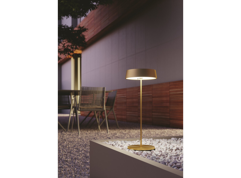 Cocktail Gold Rechargeable LED Table Lamp, 2.2W, 192lm, 3000K, Dimmable, IP54: Elegant, waterproof, and perfect for creating atmosphere indoors and outdoors. Discover it at Tecno Arredo 3 Lighting.
