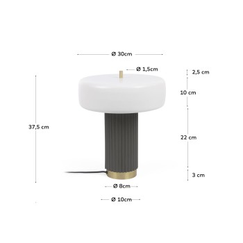 Serenella table lamp in white and green painted metal