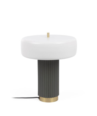 Serenella table lamp in white and green painted metal