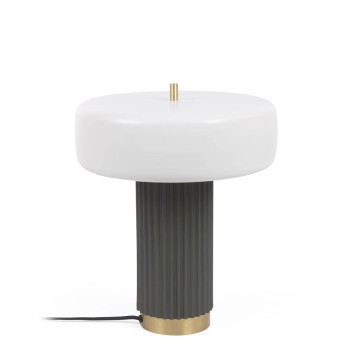 Serenella table lamp in white and green painted metal