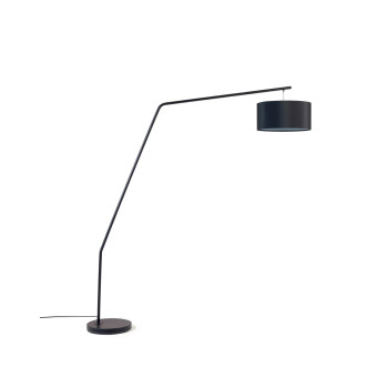 Ciana floor lamp in metal with black finish and cotton ceiling lamp
