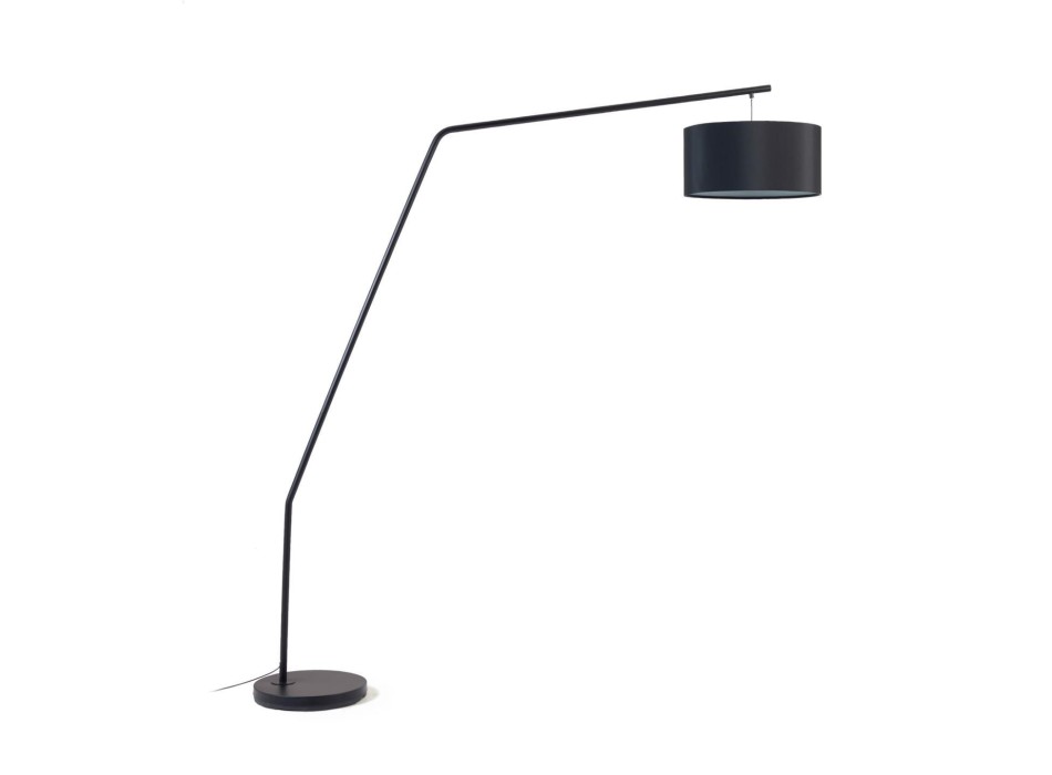 Ciana floor lamp in metal with black finish and cotton ceiling lamp