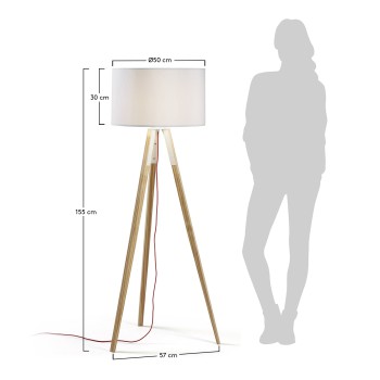 Iguazu floor lamp, white and wood