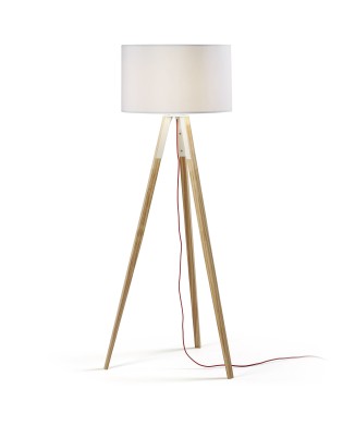 Iguazu floor lamp, white and wood