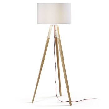 Iguazu floor lamp, white and wood