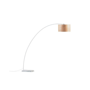 Juhe floor lamp in ash wood, metal and white marble.
