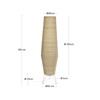 Kamaria large rattan floor lamp with natural finish