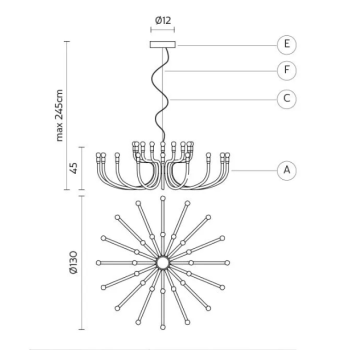 Karman suspension lamp with 16 arms Snoob
