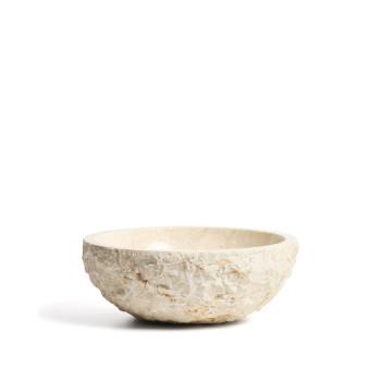 Orvane countertop washbasin in beige marble Ø 40 cm