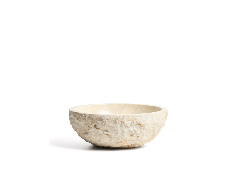 Orvane countertop washbasin in beige marble Ø 40 cm