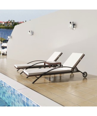 Sunbeds with Polyrattan coffee table