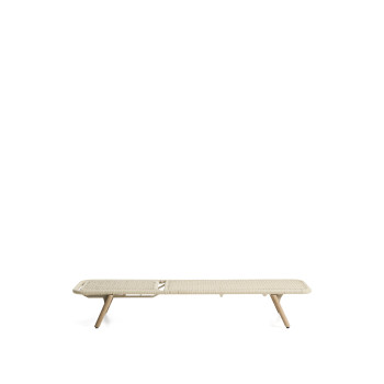 Dandara cot in steel, ecru rope and legs in solid acacia wood FSC 100%