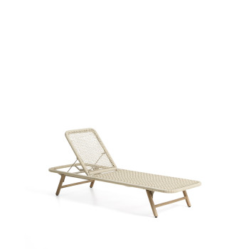 Dandara cot in steel, ecru rope and legs in solid acacia wood FSC 100%