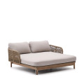 Catalina double bed in beige rope and 100% solid FSC acacia wood