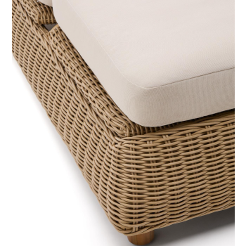 Meria double sun lounger in synthetic rattan and 100% FSC solid acacia wood legs