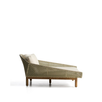 Olbia double sun lounger in synthetic rattan and 100% FSC teak solid wood