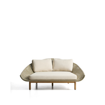 Olbia double sun lounger in synthetic rattan and 100% FSC teak solid wood