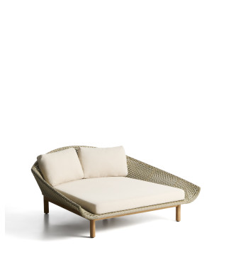 Olbia double sun lounger in synthetic rattan and 100% FSC teak solid wood