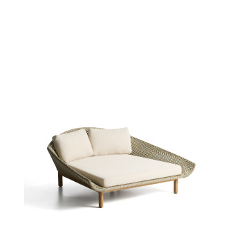 Olbia double sun lounger in synthetic rattan and 100% FSC teak solid wood