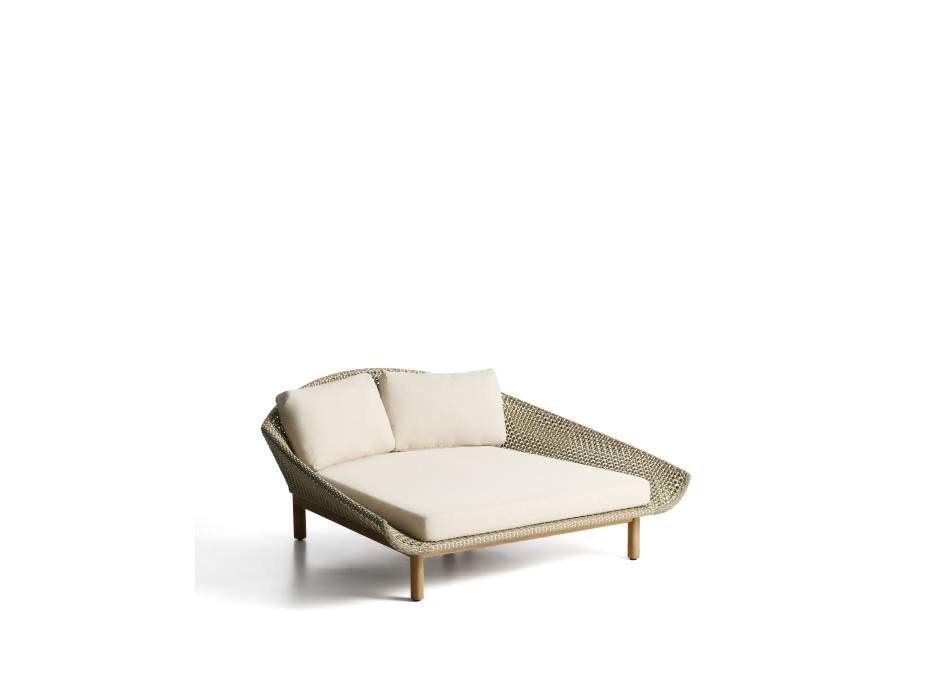 Olbia double sun lounger in synthetic rattan and 100% FSC teak solid wood