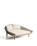 Olbia double sun lounger in synthetic rattan and 100% FSC teak solid wood