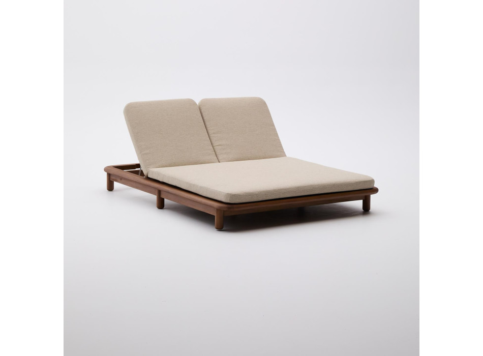 Turqueta double sun lounger in 100% FSC solid teak wood