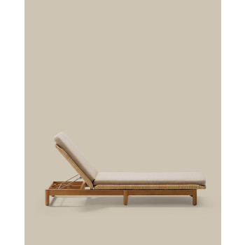 Galea sunbed in solid teak and FSC 100% synthetic rattan