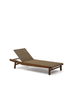 Itani sun lounger in solid acacia wood and FSC 100% synthetic rattan