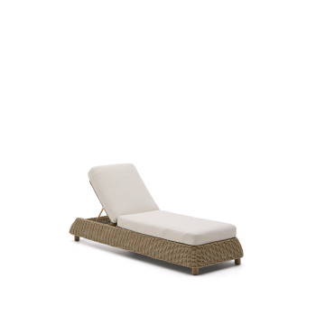 Meria sun lounger in synthetic rattan and legs in 100% FSC solid acacia wood