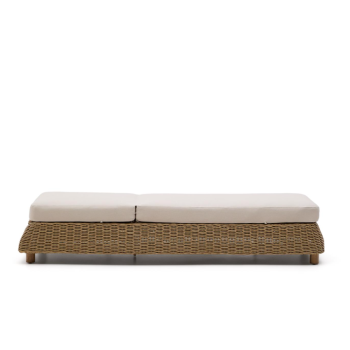 Meria sun lounger in synthetic rattan and legs in 100% FSC solid acacia wood