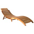 Sun Lounger in Solid Acacia Wood Brown