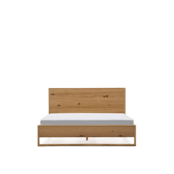 Alguema bed with oak veneer and natural finish for a 160 x 200 cm mattress