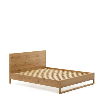 Alguema bed with oak veneer and natural finish for a 160 x 200 cm mattress