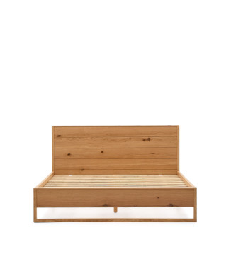 Alguema bed with oak veneer and natural finish for a 160 x 200 cm mattress