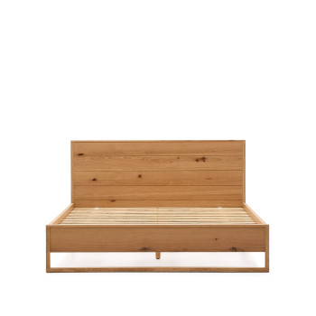 Alguema bed with oak veneer and natural finish for a 160 x 200 cm mattress