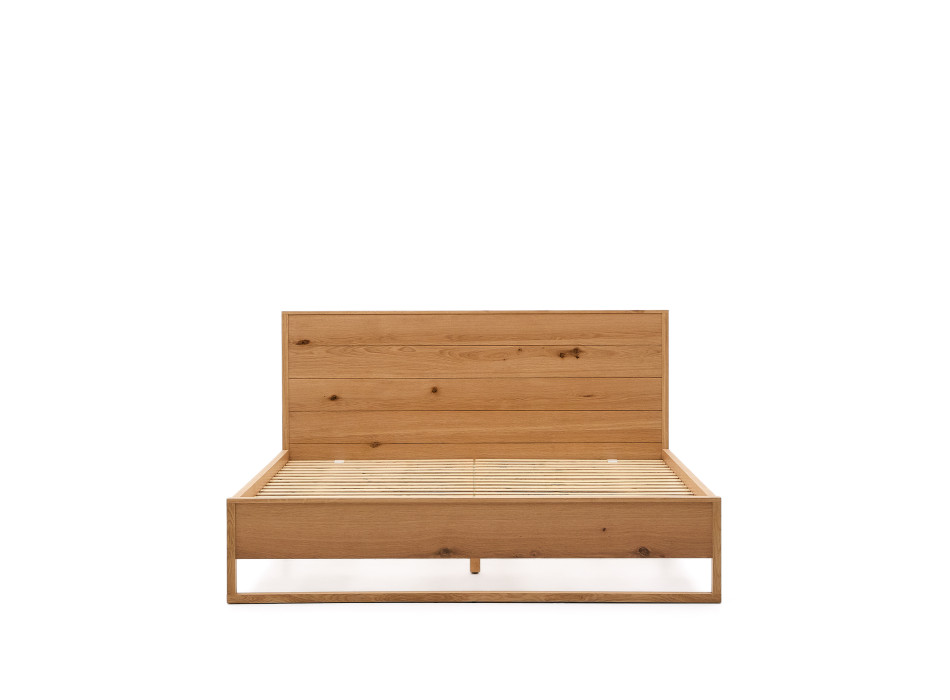 Alguema bed with oak veneer and natural finish for a 160 x 200 cm mattress