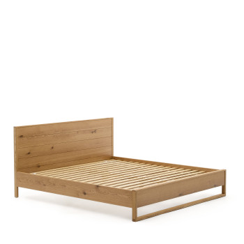 Alguema bed with oak veneer and natural finish for a 180 x 200 cm mattress