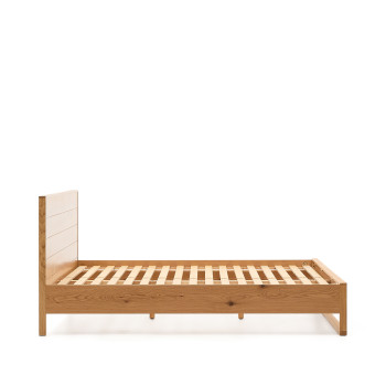 Alguema bed with oak veneer and natural finish for a 180 x 200 cm mattress