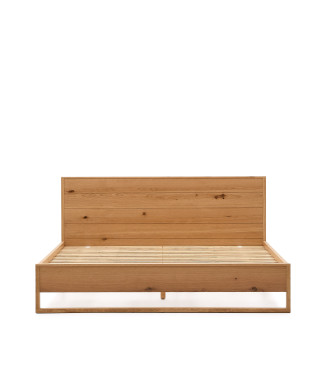 Alguema bed with oak veneer and natural finish for a 180 x 200 cm mattress