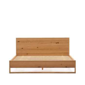 Alguema bed with oak veneer and natural finish for a 180 x 200 cm mattress