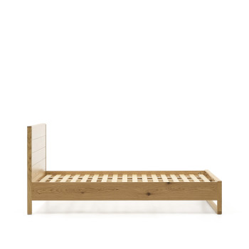 Alguema bed with oak veneer and natural finish for a 90 x 190 cm mattress