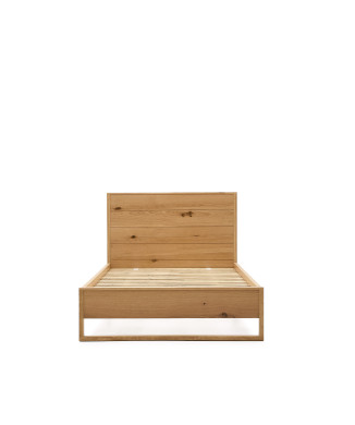 Alguema bed with oak veneer and natural finish for a 90 x 190 cm mattress