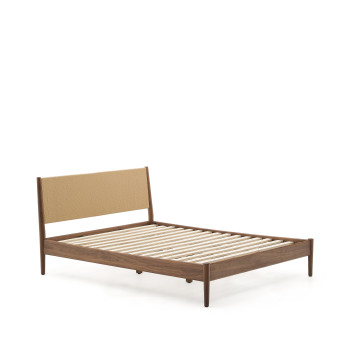 Elan bed, walnut veneer and solid wood, mattress, 160x200cm, FSC Mix Credit