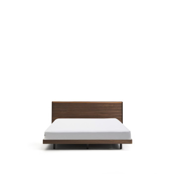 Norlen bed in walnut veneer with dark finish and LED light for mattress 180 x 200 cm FSC Mix Credit