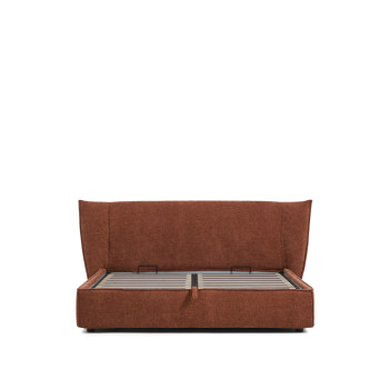 Arvian removable bed in terracotta chenille with opening container for 180 x 200 cm mattress