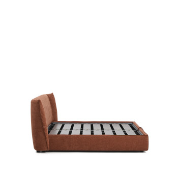 Arvian removable bed in terracotta chenille with opening container for 180 x 200 cm mattress