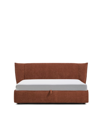 Arvian removable bed in terracotta chenille with opening container for 180 x 200 cm mattress
