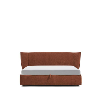 Arvian removable bed in terracotta chenille with opening container for 180 x 200 cm mattress