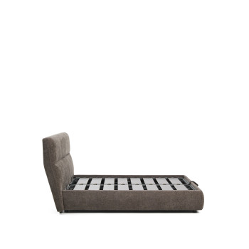 Dafra removable bed in dark brown chenille with opening container for 160 x 200 cm mattress